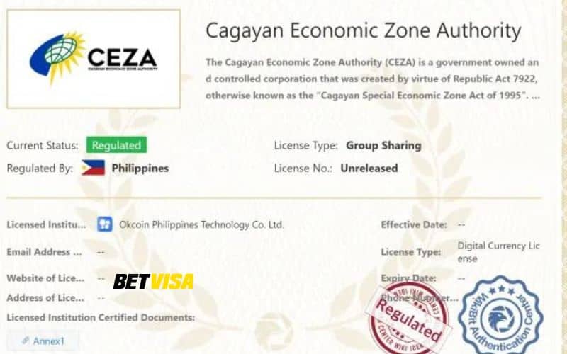 Giấy phép khu kinh tế Cagayan được BetVisa nhận được